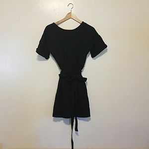 Zara Mini Dress w/ Tie Waist, Rolled Sleeve Detail